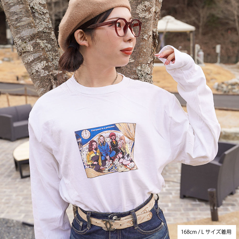 グラフィックロングスリーブTシャツ(WHITE)