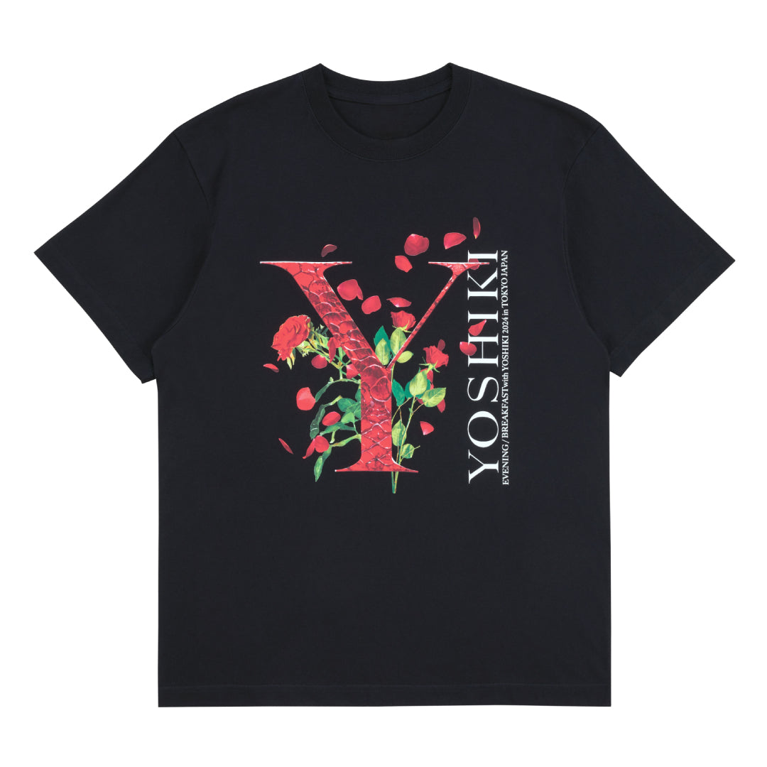 ROSE Tシャツ BLACK (EVENING / BREAKFAST with YOSHIKI 2024)